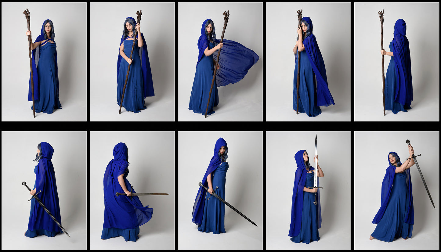 Blue Cloak Fantasy - Stock Model Pose Reference Pack