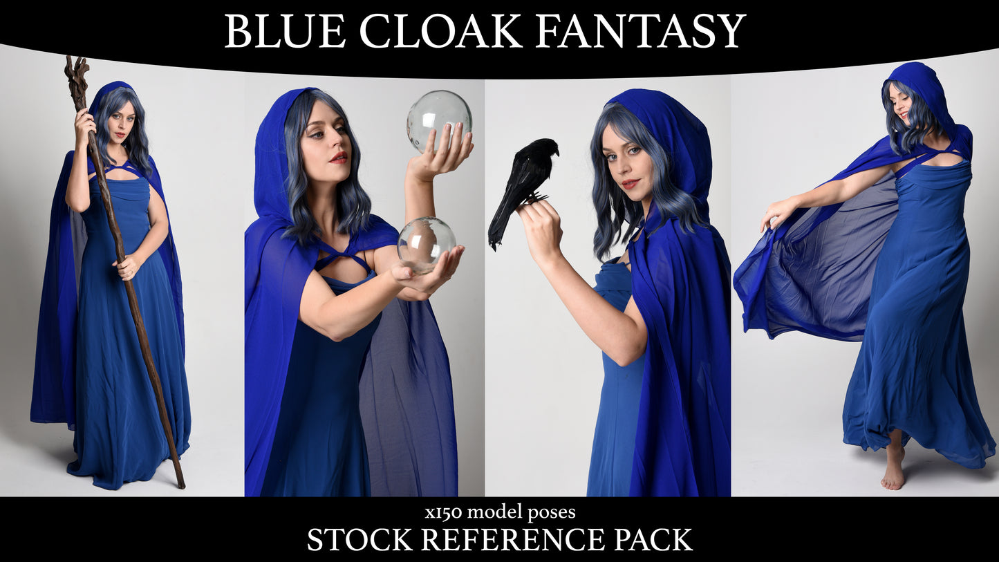 Blue Cloak Fantasy - Stock Model Pose Reference Pack