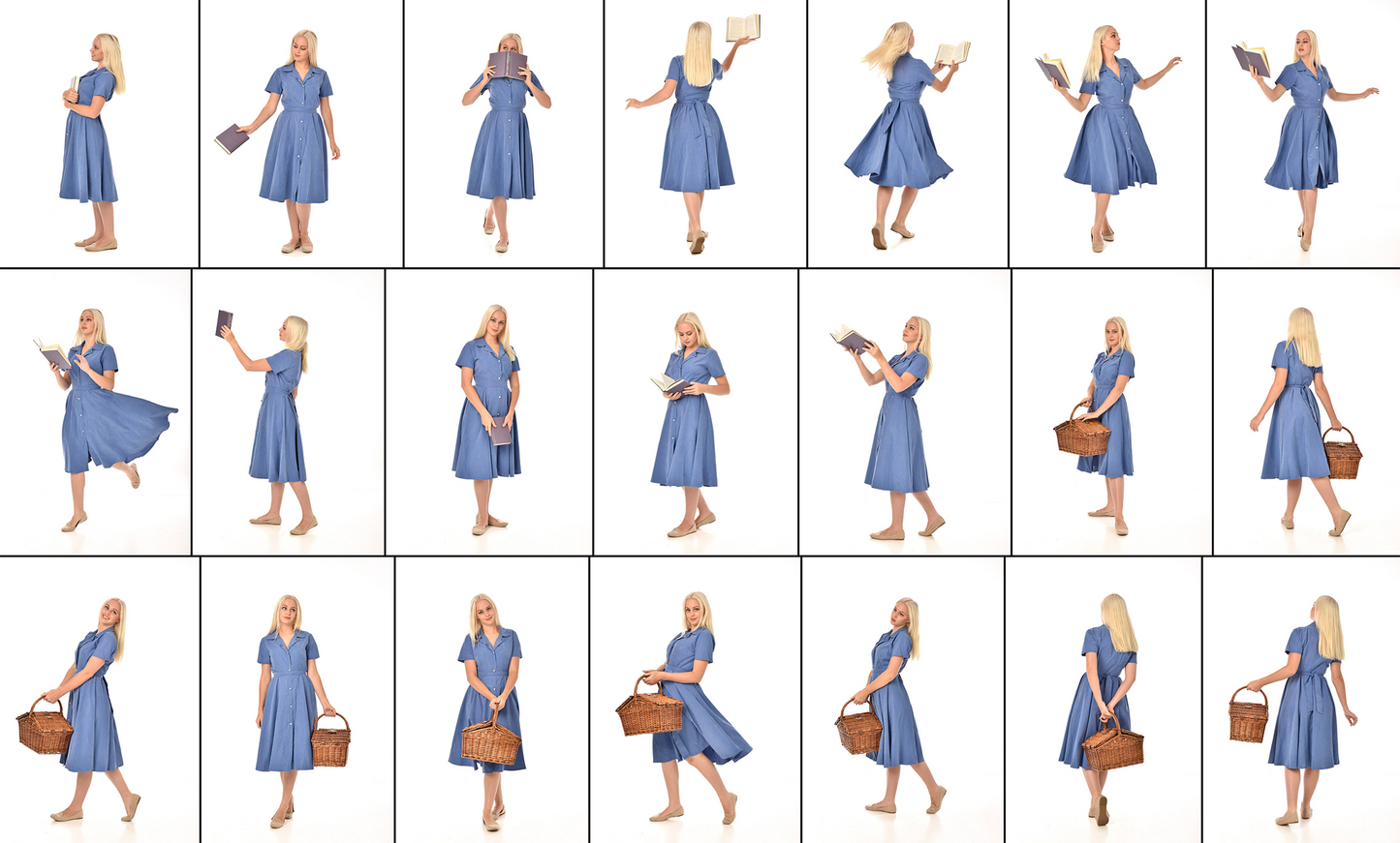 Blue dress - Stock Model reference pose pack