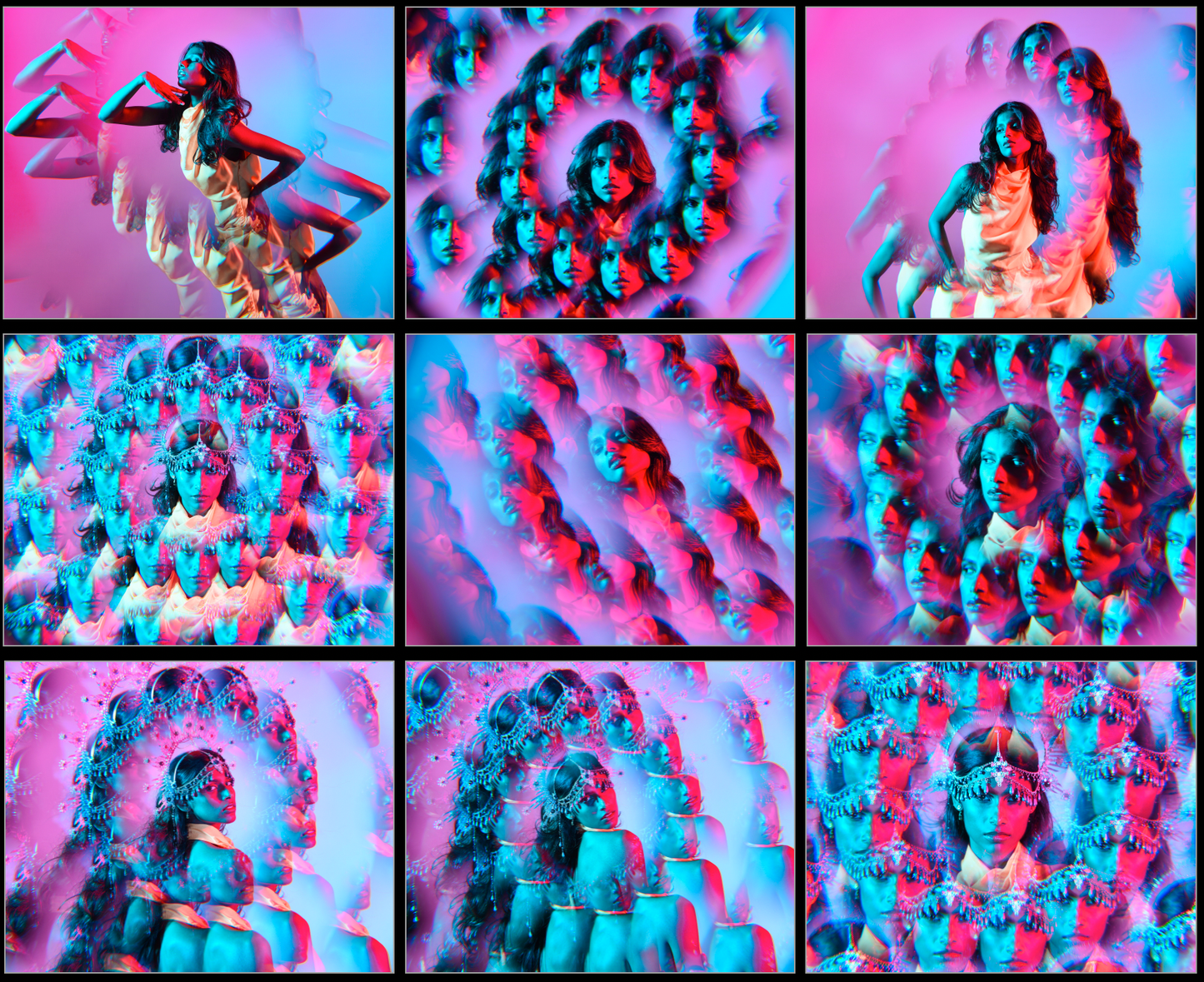 Nethmi colourful lighting - Fantasy stock model pose reference pack