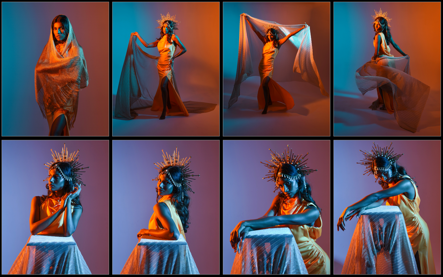 Nethmi colourful lighting - Fantasy stock model pose reference pack