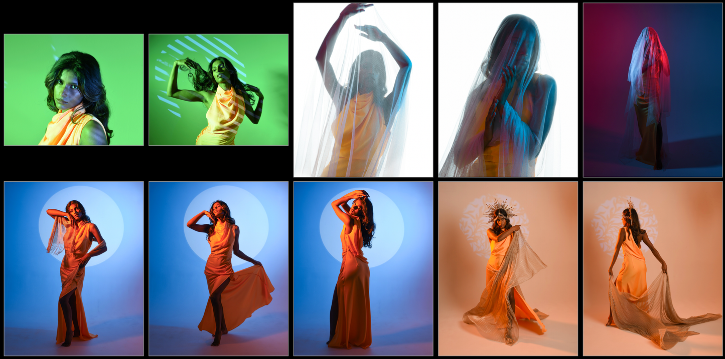Nethmi colourful lighting - Fantasy stock model pose reference pack