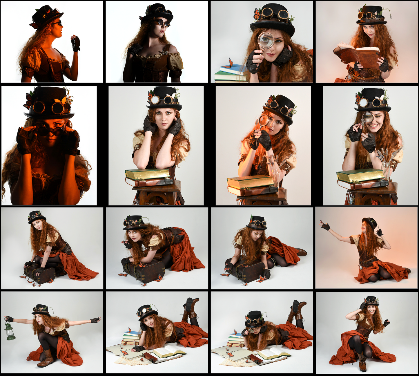 Steampunk Botanist - Fantasy stock model pose reference pack