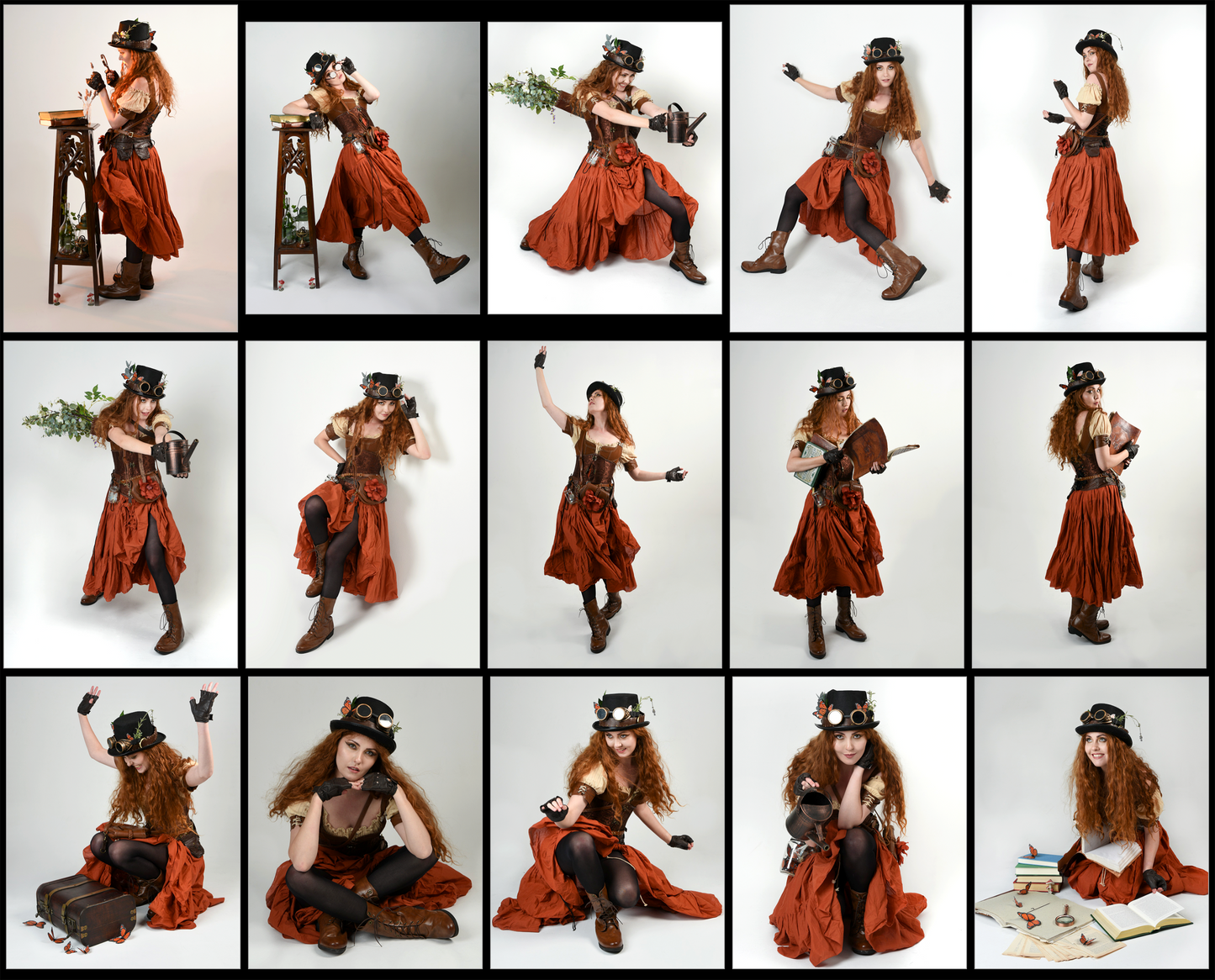 Steampunk Botanist - Fantasy stock model pose reference pack