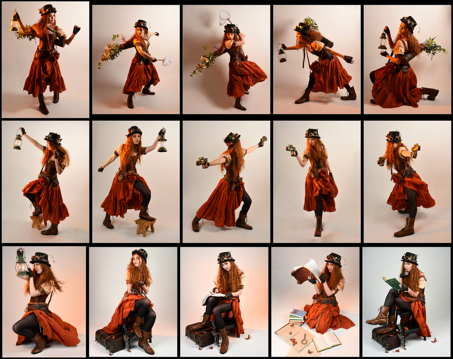 Steampunk Botanist - Fantasy stock model pose reference pack