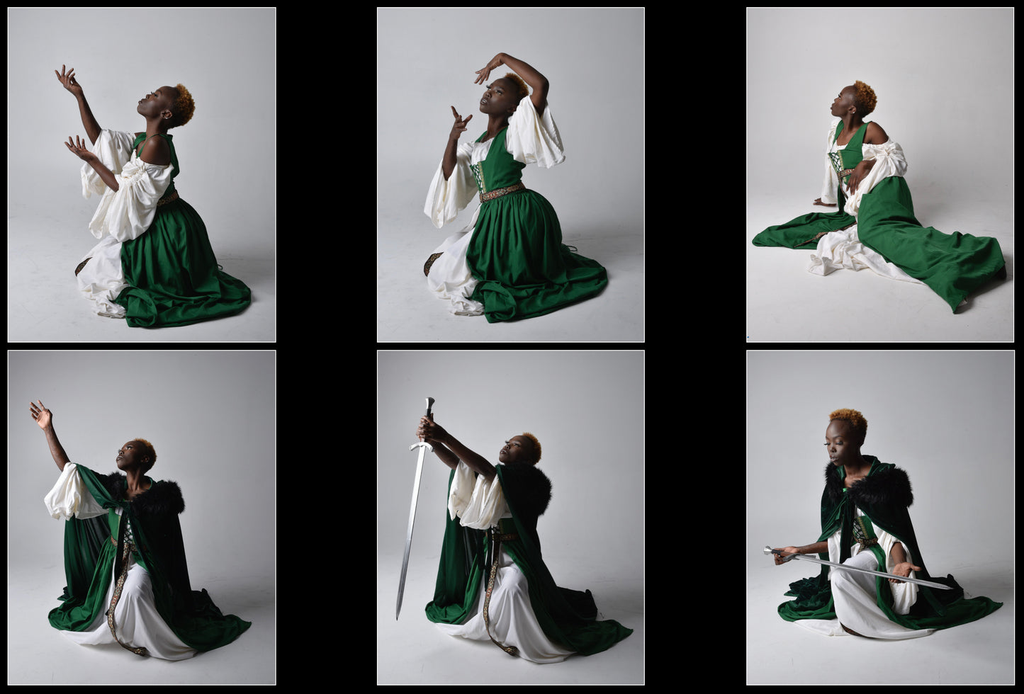 Stella in green gown - Stock Model Reference Pack