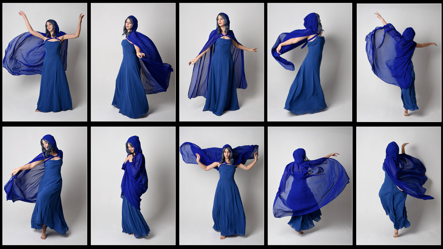Blue Cloak Fantasy - Stock Model Pose Reference Pack