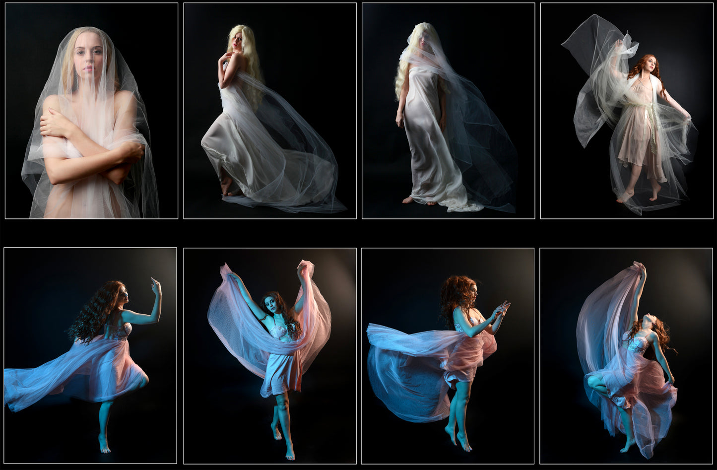 Coloured light and fabric - Stock model Pose Reference Pack