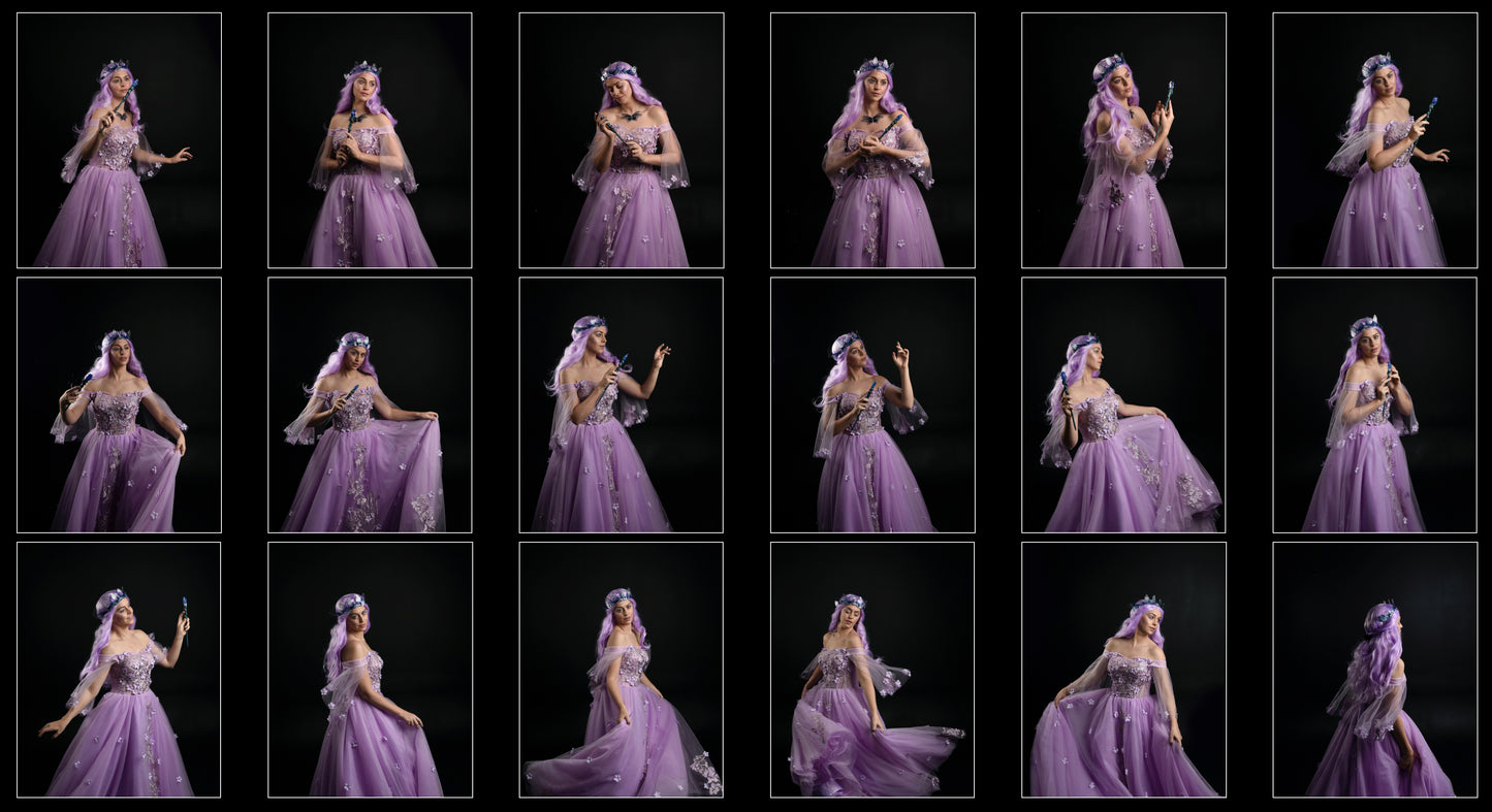 Purple Fantasy Gown - Stock Model Reference Pack