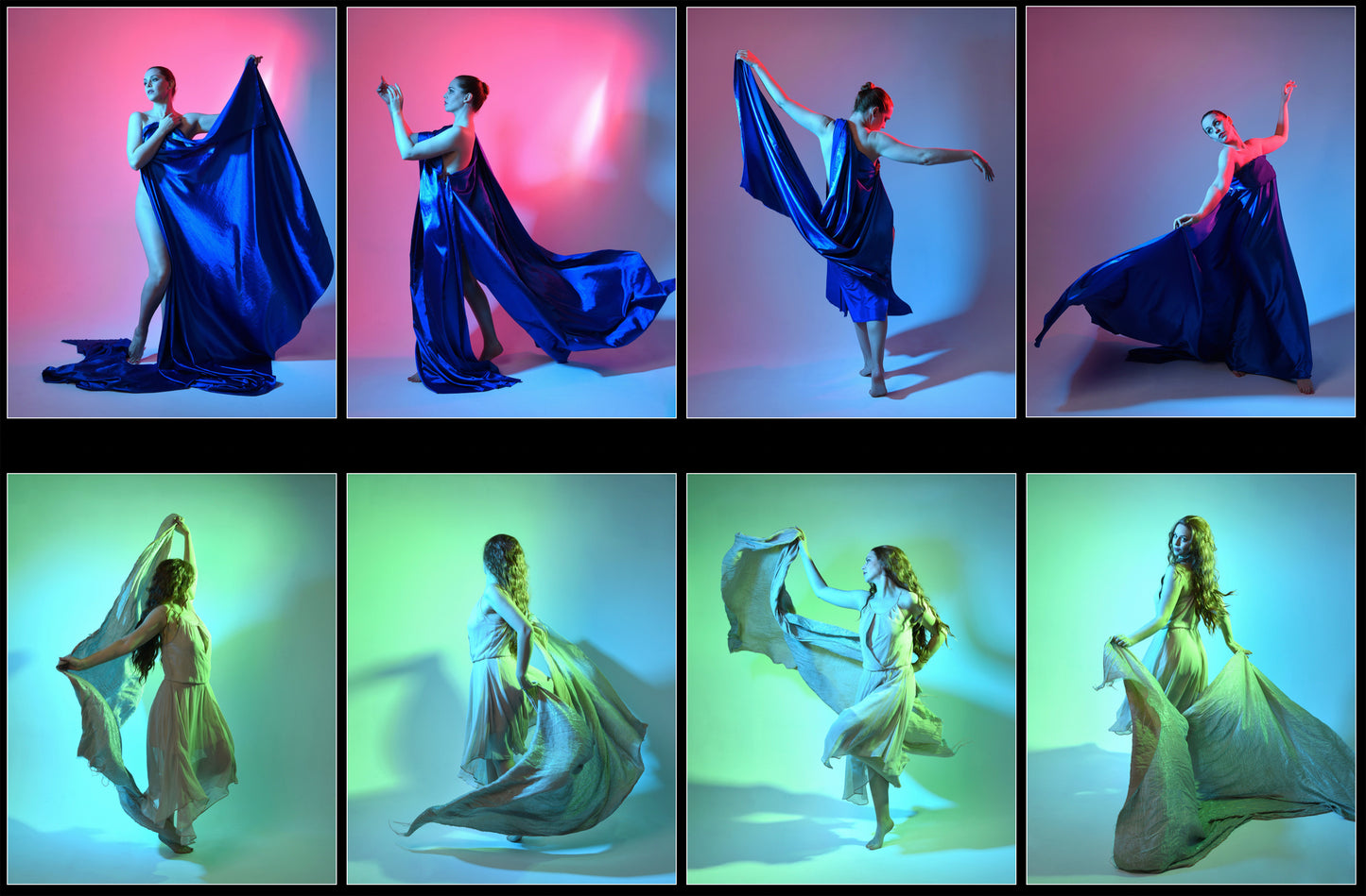 Coloured light and fabric - Stock model Pose Reference Pack