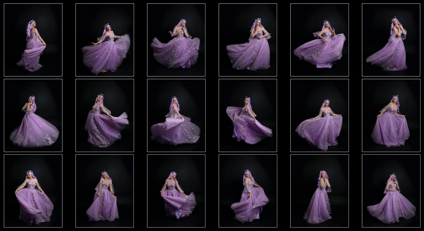 Purple Fantasy Gown - Stock Model Reference Pack