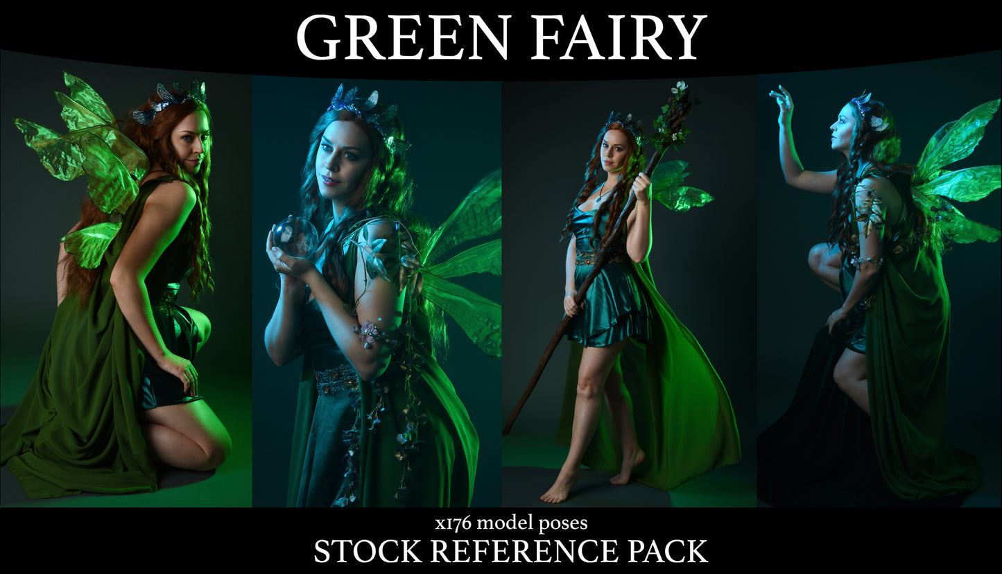 Green Fairy - Fantasy Stock Model Pose Reference Pack