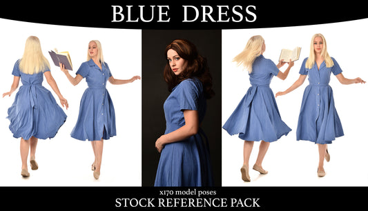 Blue dress - Stock Model reference pose pack