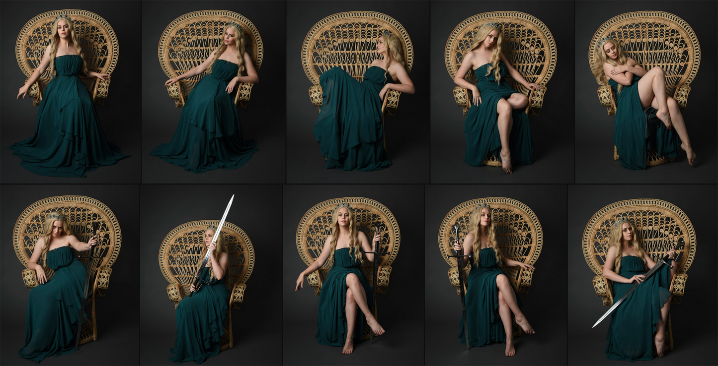 Green Fantasy Gown - Stock model pose reference pack