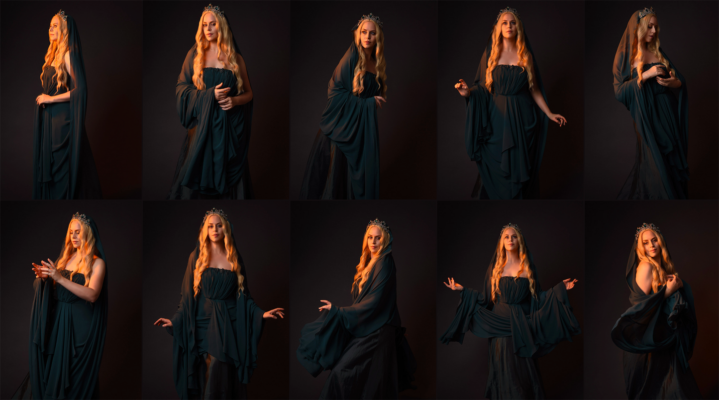 Green Fantasy Gown - Stock model pose reference pack
