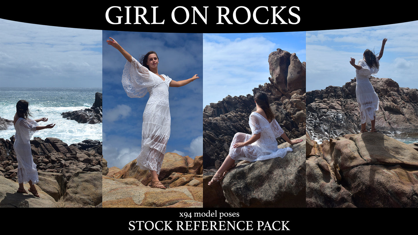 Girl on Rocks - Stock Model Reference Pack