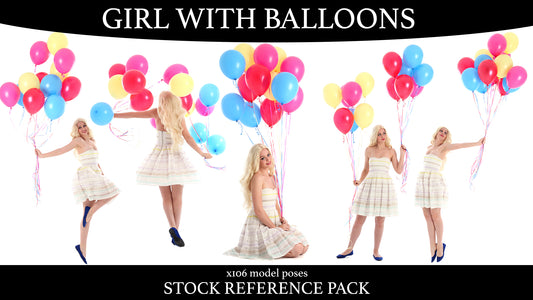 Girl with Balloons - Stock Model Reference Pack