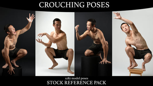 Crouching Poses - Stock Model Reference Pack