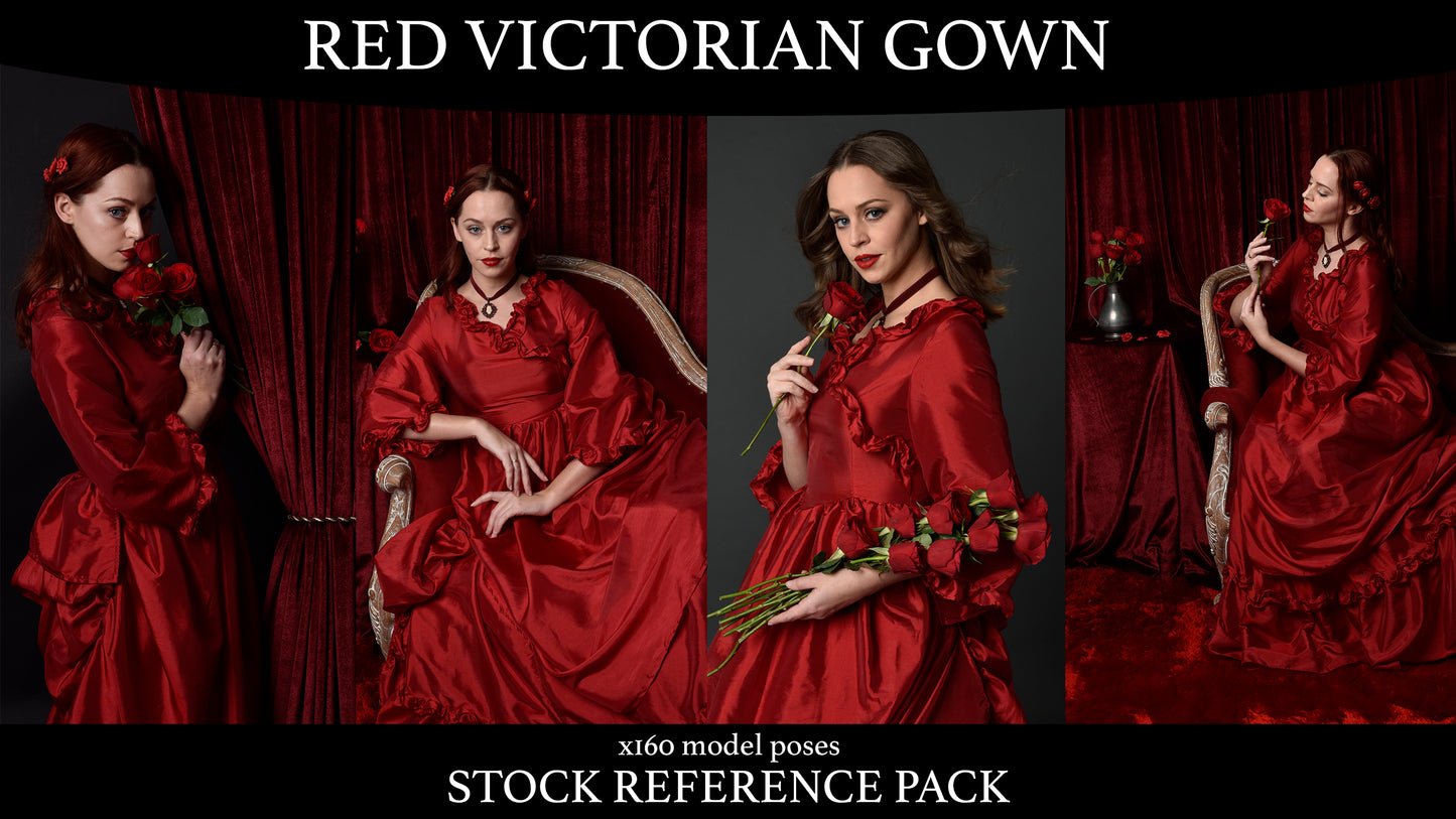 Red Victorian Gown - Stock Model Reference Pack