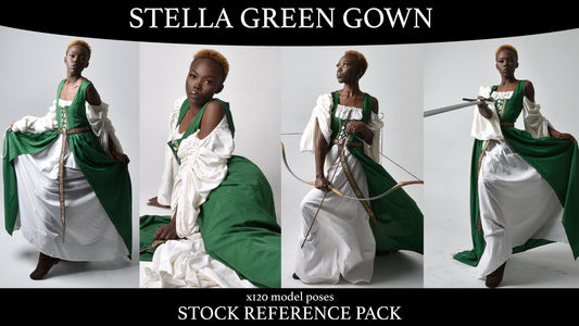 Stella in green gown - Stock Model Reference Pack