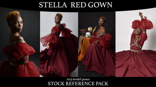 Stella in Red Gown - Stock Model Reference Pack