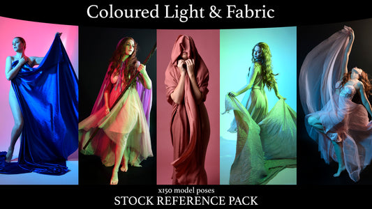 Coloured light and fabric - Stock model Pose Reference Pack