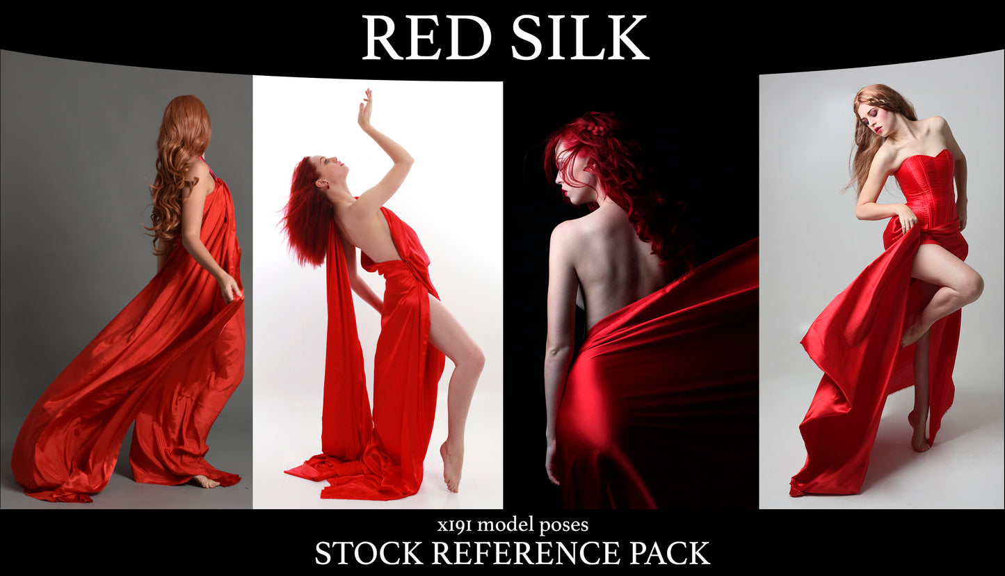 Red Silk Drapery - Stock Model Reference Pack